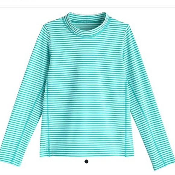 Coolibar Striped Surf Shirt Sandbar Kids XL NEW Tropical Mint T-2437 - Picture 1 of 8